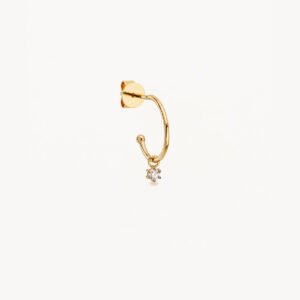 14k Solid Gold Sweet Droplet Diamond Hoop