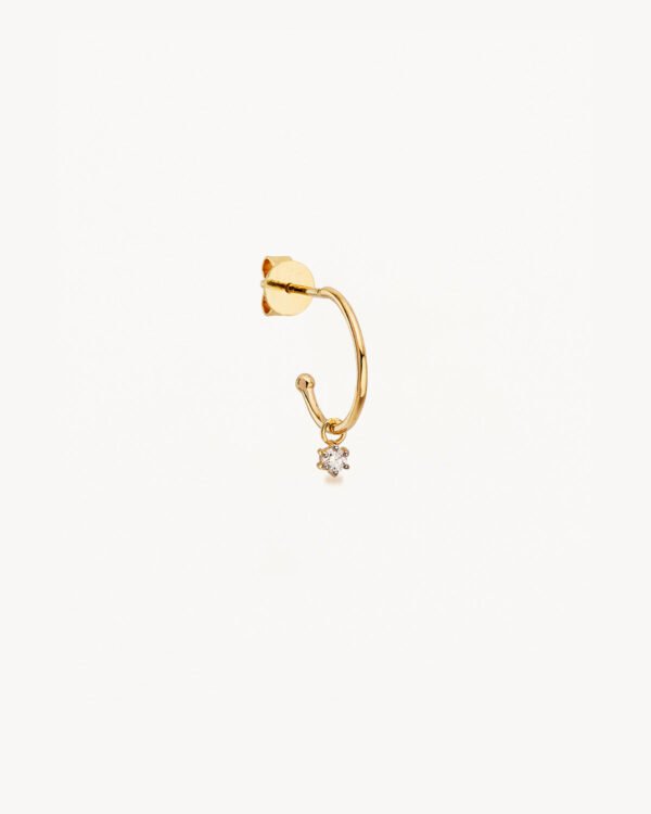 14k Solid Gold Sweet Droplet Diamond Hoop